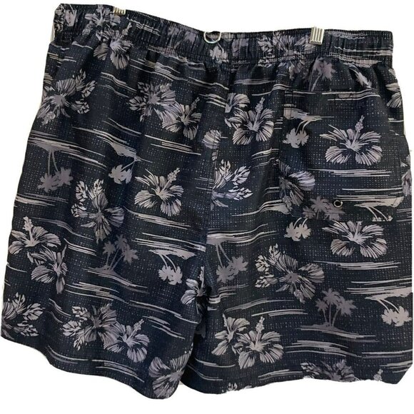 OP Mens Black Silver Gray Palm Trees Swim Trunks Shorts Lined Size XL 40-42 - Picture 3 of 12